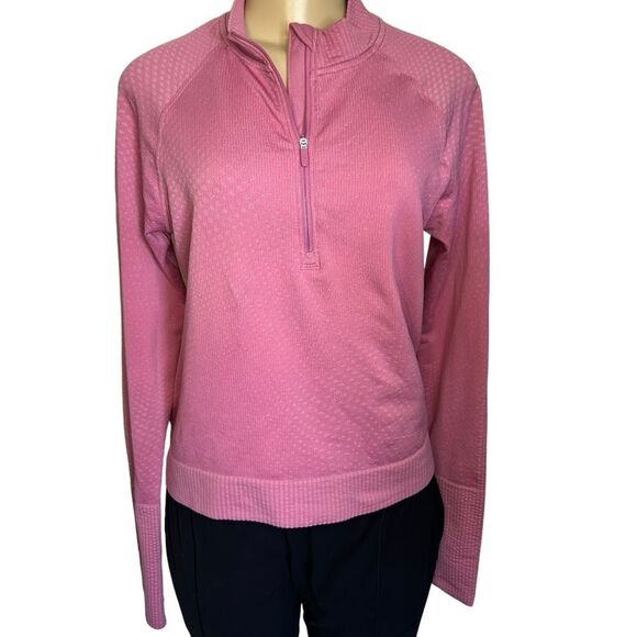 LululemonāRest Less Cropped 1/2 Zip size 10 Grid Warp Pink Blossom - Picture 4 of 10